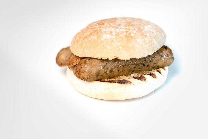 vegeterian sausage bap Sausage bap